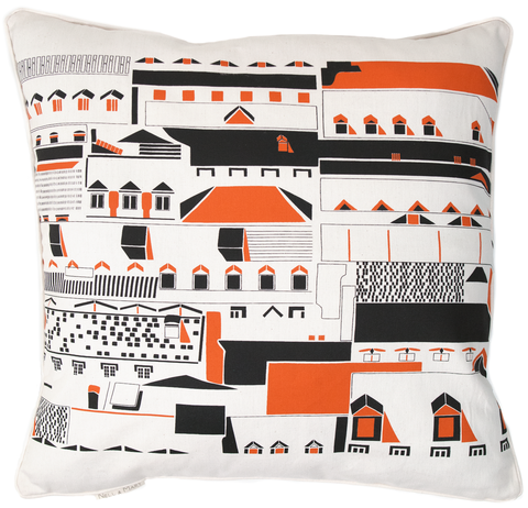 Roofline Pillow - Natural with Orange, 20" x 20"