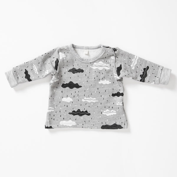 Clouds Sweatshirt - Gray Heather with White