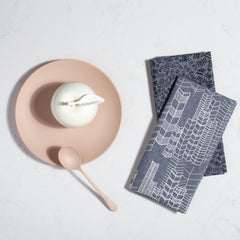 Feather Chambray Tea Towel - White