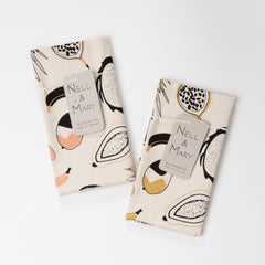Tropical Fruit Tea Towel - Gold