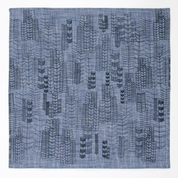 Feather Cities Napkins - Indigo
