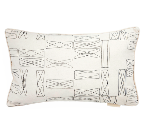 Cat's Cradle Pillow - Natural with Orange 20" x 12"