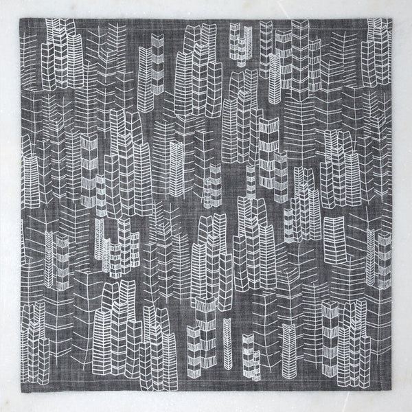 Feather Cities Napkin - Gray