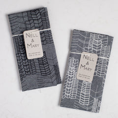 Feather Chambray Tea Towel - White