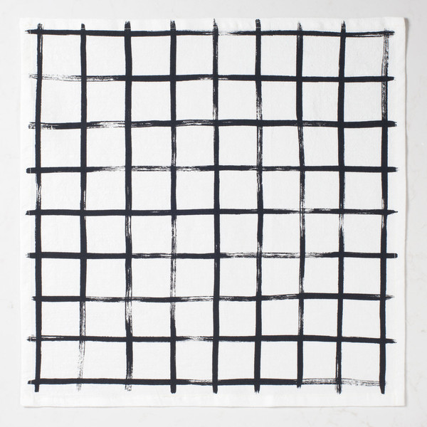 Brush Grid Napkin Set - White
