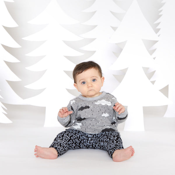 Clouds Sweatshirt - Gray Heather with White