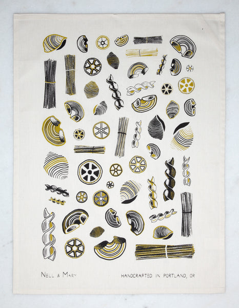 Pasta Tea Towel - Gold