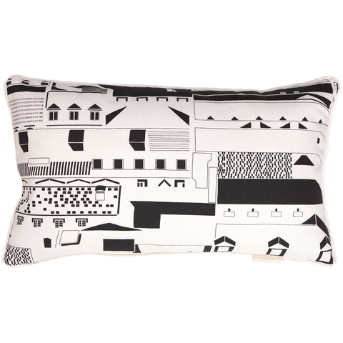 Roofline Pillow - Natural with Gray 20" x 12"