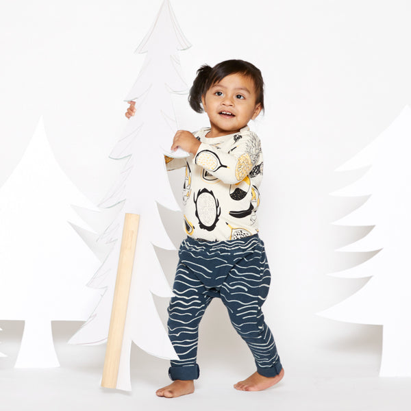 Wave Canvas Harem Pant - Marine with Cream